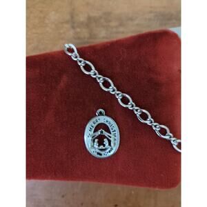 Sterling Merry Christmas Charm And Silver Tone Bracelet